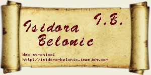 Isidora Belonić vizit kartica